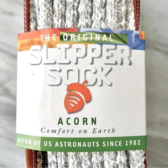 Acorn Original Slipper Sock•NWT•Size M (W 10.5-11.5)•Lt. Grey Wool~Cotton Twist - Picture 3 of 16